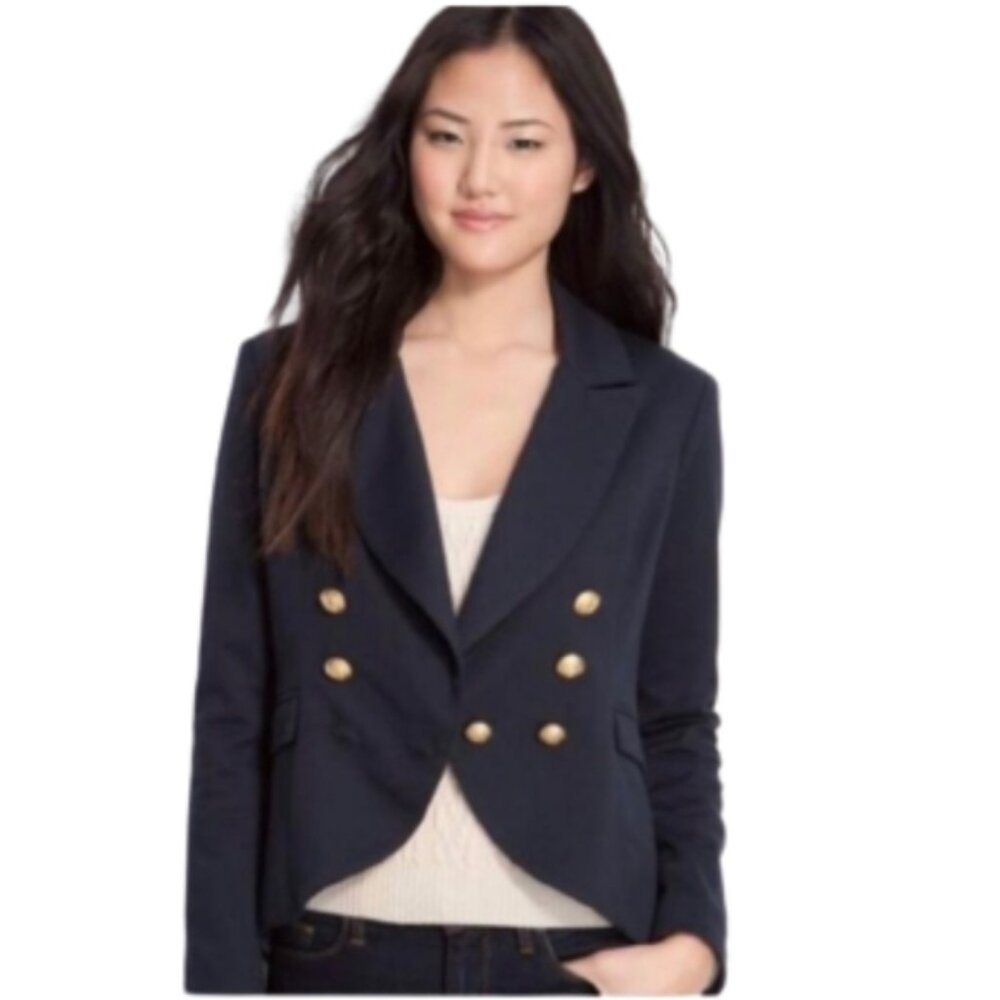 Willow & Clay double-breasted navy blue blazer with gold buttons (small)